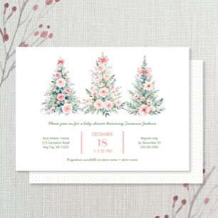 Blush Pink Christmas Trees 2 Baby Shower Invitation
