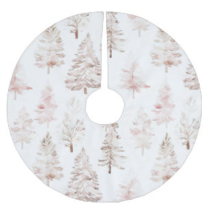 Blush Pink Christmas Trees Brushed Polyester Tree Skirt
