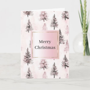 Blush Pink Christmas Trees  Card