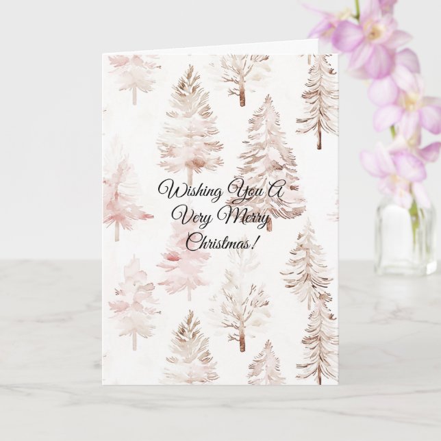 Blush Pink Christmas Trees Card (Orchid)