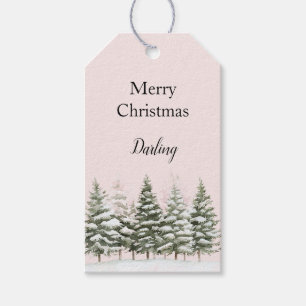 Blush Pink Christmas Trees Gift Tags
