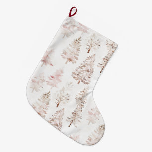 Blush Pink Christmas Trees Large Christmas Stocking