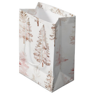 Blush Pink Christmas Trees Medium Gift Bag