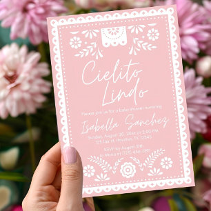 Blush pink Cielito lindo baby shower invitation