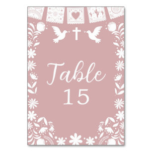 Blush Pink Cielito Lindo Bautizo  Table Number