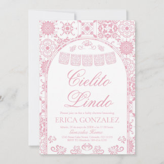 Blush Pink Cielito Lindo Papel Picado Baby Shower Invitation