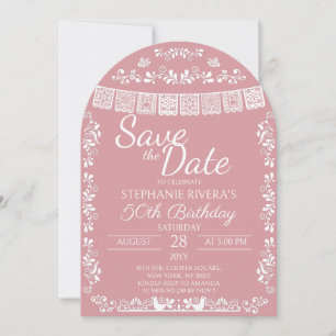 Blush Pink Cielito Lindo Save the Date 50 Birthday Invitation