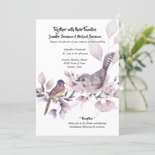 Blush pink cinnamon country bird summer chic invitation
