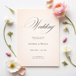 Blush Pink Classic Calligraphy Elegant Wedding Invitation