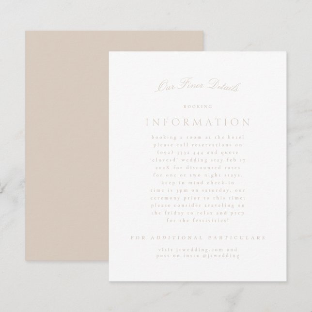 Blush Pink Classic Elegant Formal Wedding Enclosure Card (Front/Back)