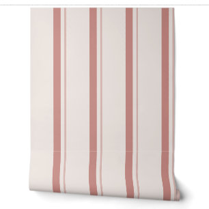 Blush Pink Classic French Country Stripe Wallpaper