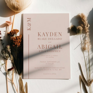 Blush Pink Clean Line Minimalist Wedding Invitation
