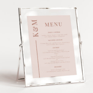 Blush Pink Clean Line Wedding Dinner Menu