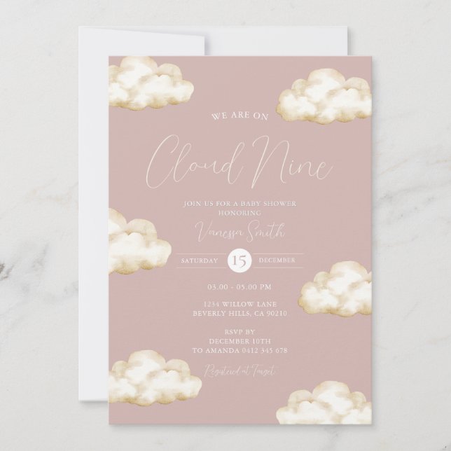 Blush Pink Cloud Baby Shower Invitation (Front)