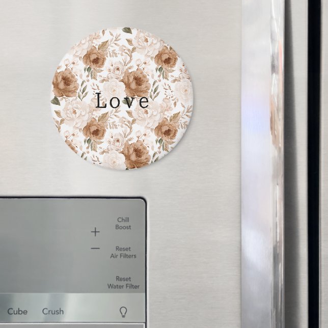 Blush Pink Cocoa Brown Flowers Magnet (In Situ (Fridge))