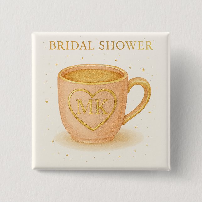 Blush pink coffee cup 15 cm square badge (Front)