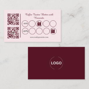 Blush Pink Coffee Loyalty Card QR Rewards