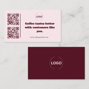 Blush Pink Coffee Shop Business Card QR Code