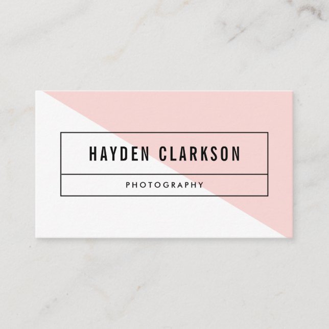 Blush Pink Colour Block Modern Business Card (Front)