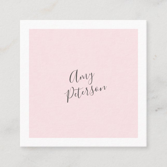 Blush pink colour block modern minimalist stylist square business card (Front)