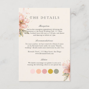 Blush Pink Colour Palette Details Wedding Enclosur Enclosure Card