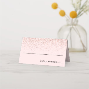 Blush Pink Confetti Glitter Personalised Place Car Place Card
