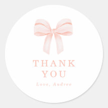 Blush Pink Coquette Bow Birthday Party Thank You