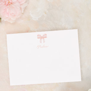 Blush Pink Coquette Bow Flat Thank You Card