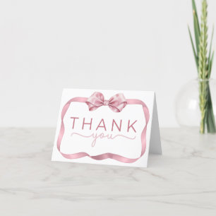 Blush Pink Coquette Bow Thank You Card