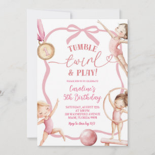 Blush Pink Coquette gymnastic girls Invitation