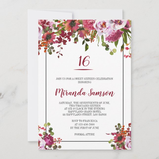 Blush Pink Coral  Floral Birthday Invitation (Front)