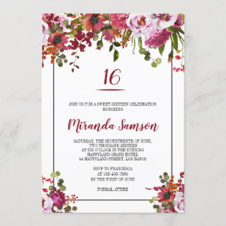 Blush Pink Coral  Floral Birthday Invitation
