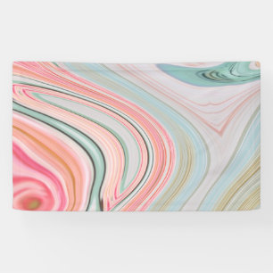 blush pink coral mint green rainbow marble swirls banner