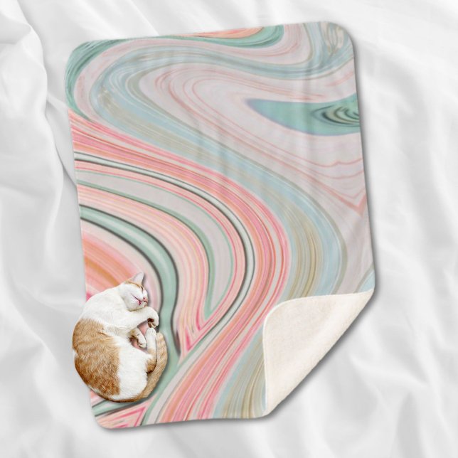blush pink coral mint green rainbow marble swirls sherpa blanket (blush pink coral mint green rainbow marble swirls sherpa blanket)