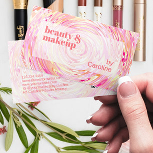 Blush Pink Coral Orange Red Abstract Art Pattern Business Card