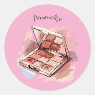 Blush Pink Cosmetic Makeup Palette Personalised Classic Round Sticker
