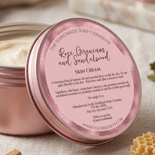 Blush Pink Cosmetics Jar Label w Ingredients
