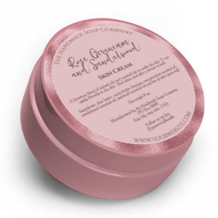 Blush Pink Cosmetics Jar Label w Ingredients