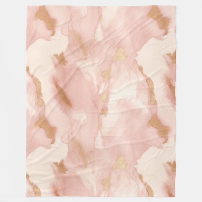 Blush Pink Cow Animal  Fleece Blanket (Front)