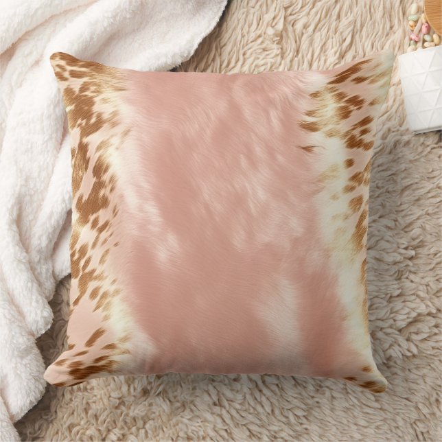 Blush Pink Cow Animal Print Cushion (Blanket)