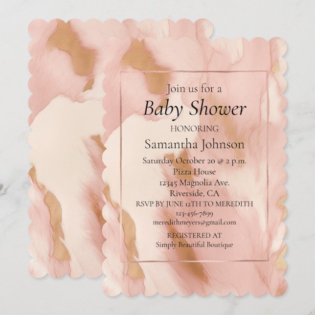 Blush Pink Cow Animal Print Invitation (Front/Back)