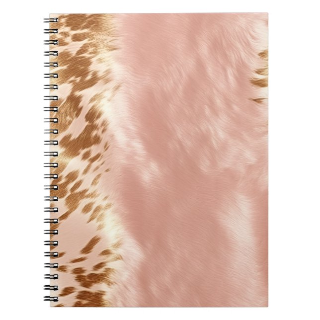 Blush Pink Cow Animal Print Notebook (Front)