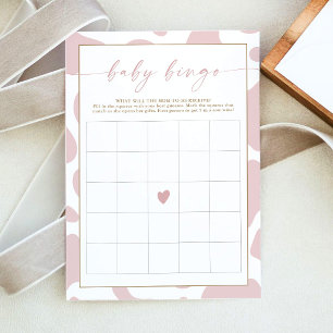 Blush Pink Cow Print Baby Shower Bingo Game Card