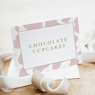 Blush Pink Cow Print Baby Shower Food Label Card
