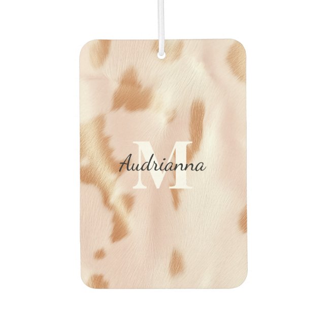 Blush Pink Cowgirl Cowhide Monogram Car Air Freshener (Front)
