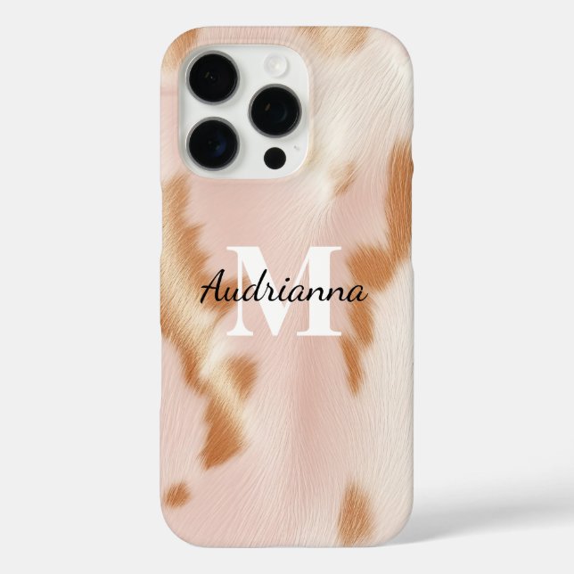 Blush Pink Cowgirl Cowhide Monogram Case-Mate iPhone Case (Back)
