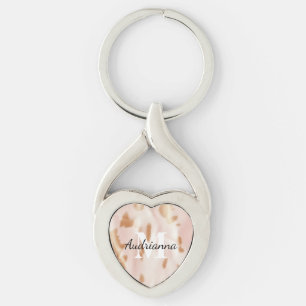 Blush Pink Cowgirl Cowhide Monogram Key Ring