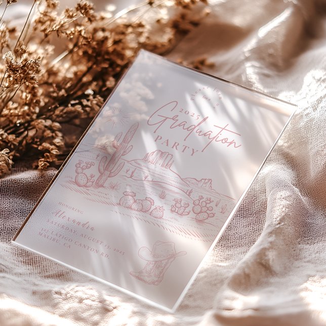 Blush Pink Cowgirl Graduation Invitation Party (Creator Uploaded)