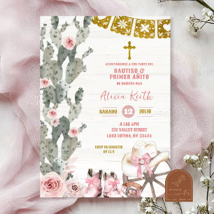 Blush Pink Cowgirl Spanish Girl Bautizo y Primer  Invitation