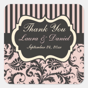 Blush Pink, Cream, Grey Wedding Favour Sticker